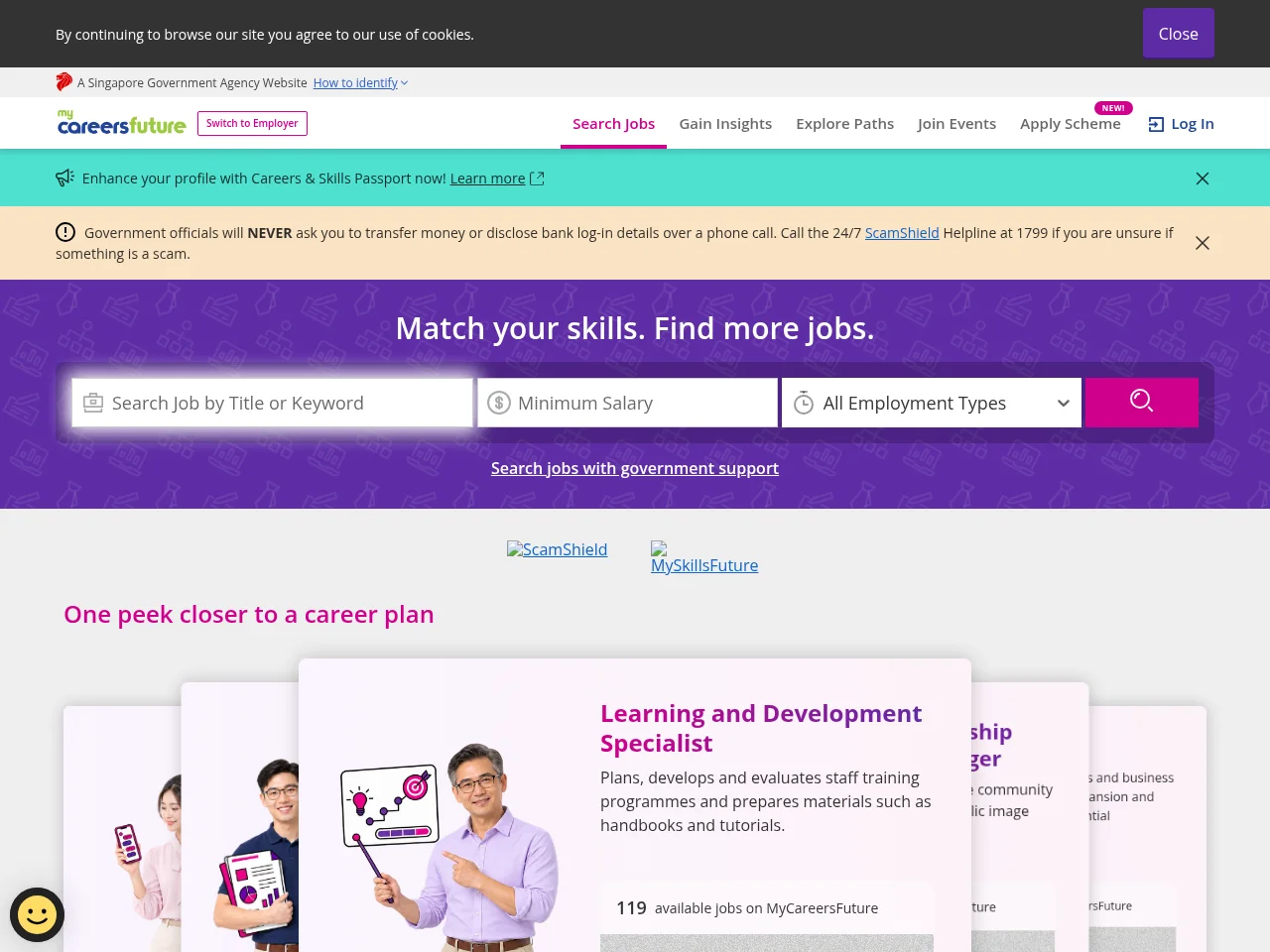 MyCareersFuture website screenshot