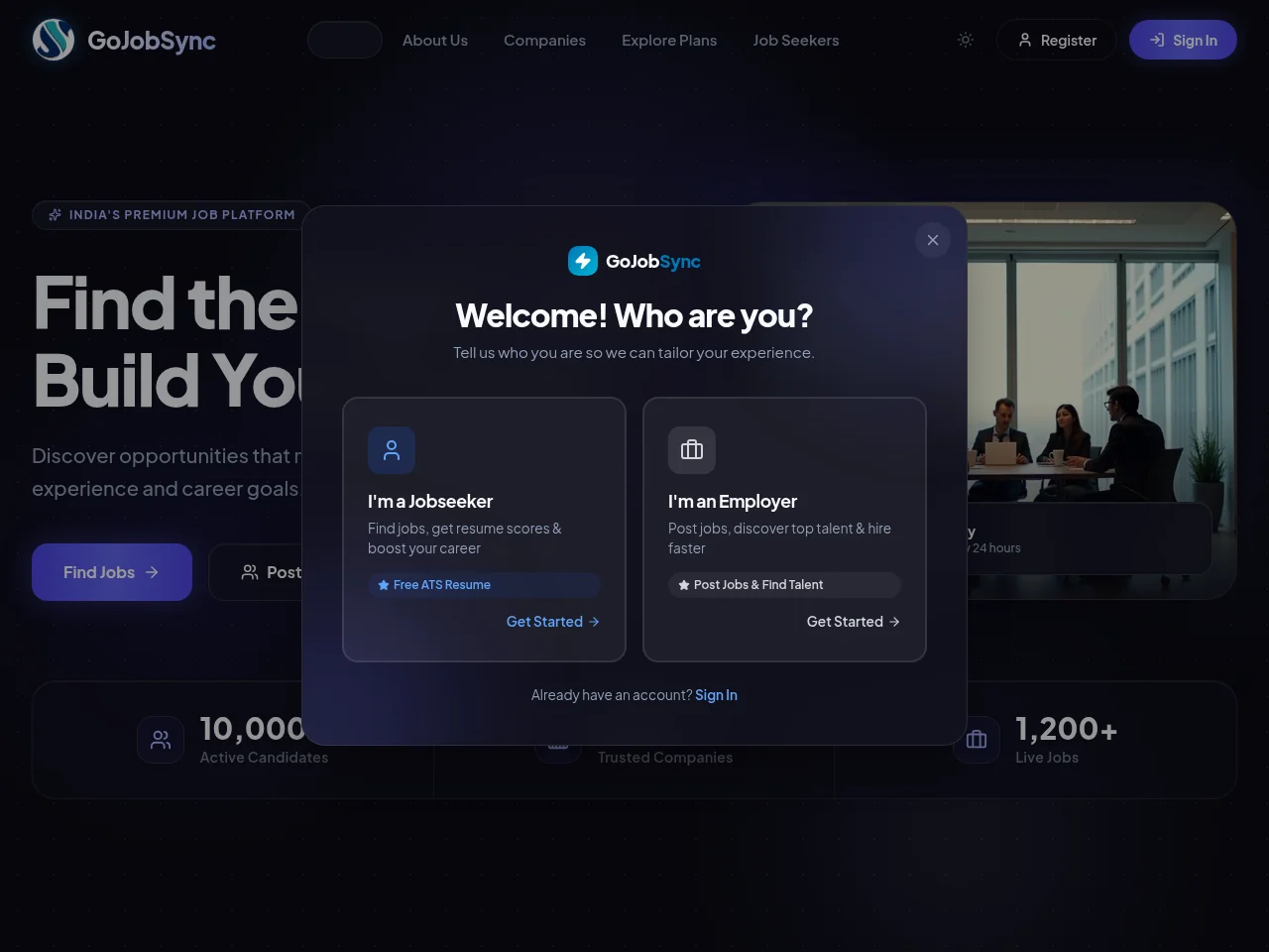 GoJobSync website screenshot