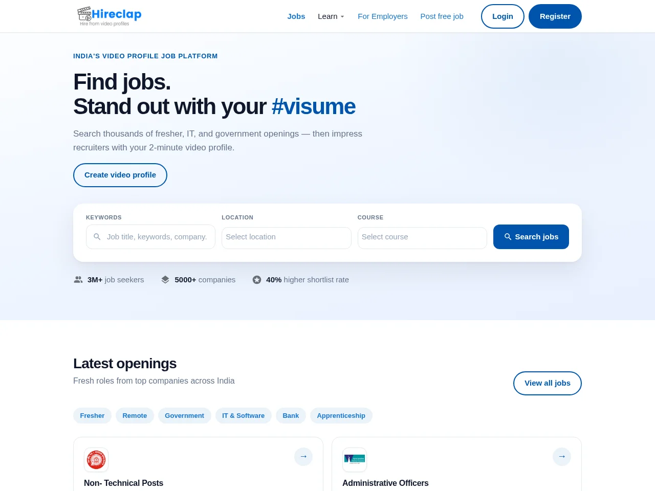Hireclap website screenshot