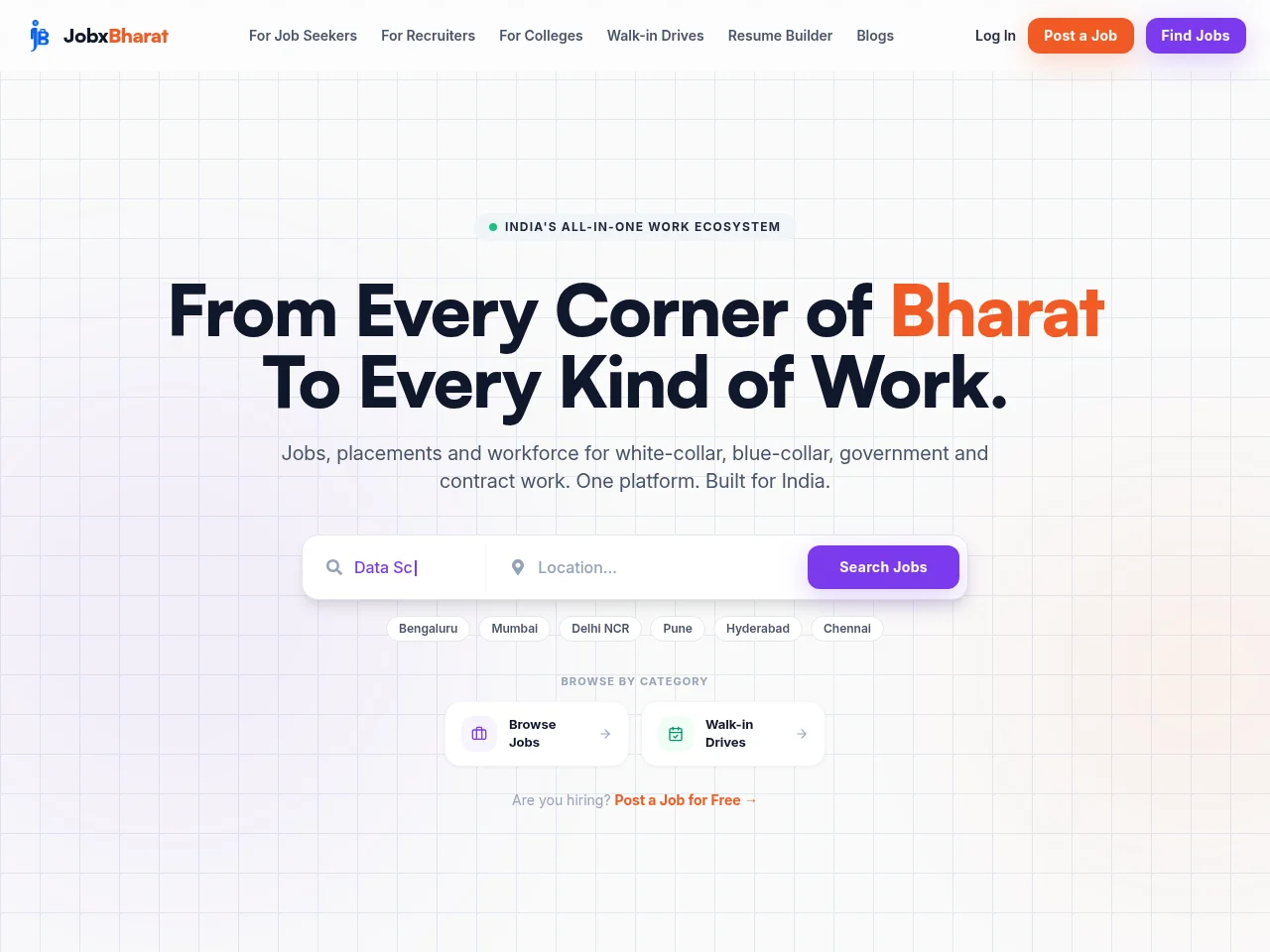 JobxBharat screenshot JobxBharat website screenshot