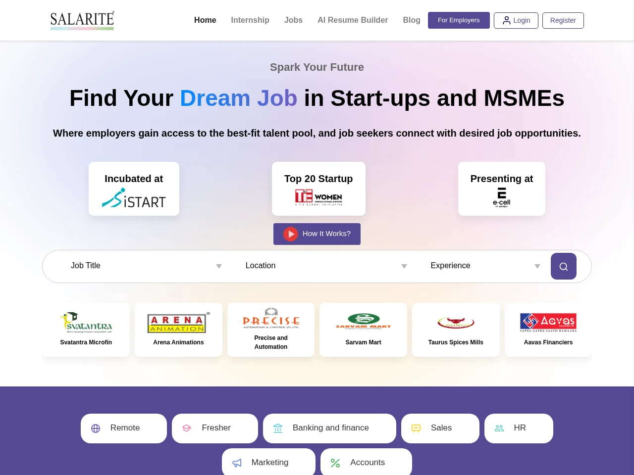 Salarite website screenshot