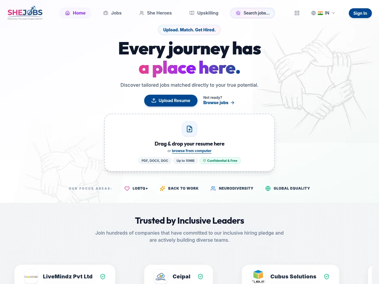 SheJobs website screenshot