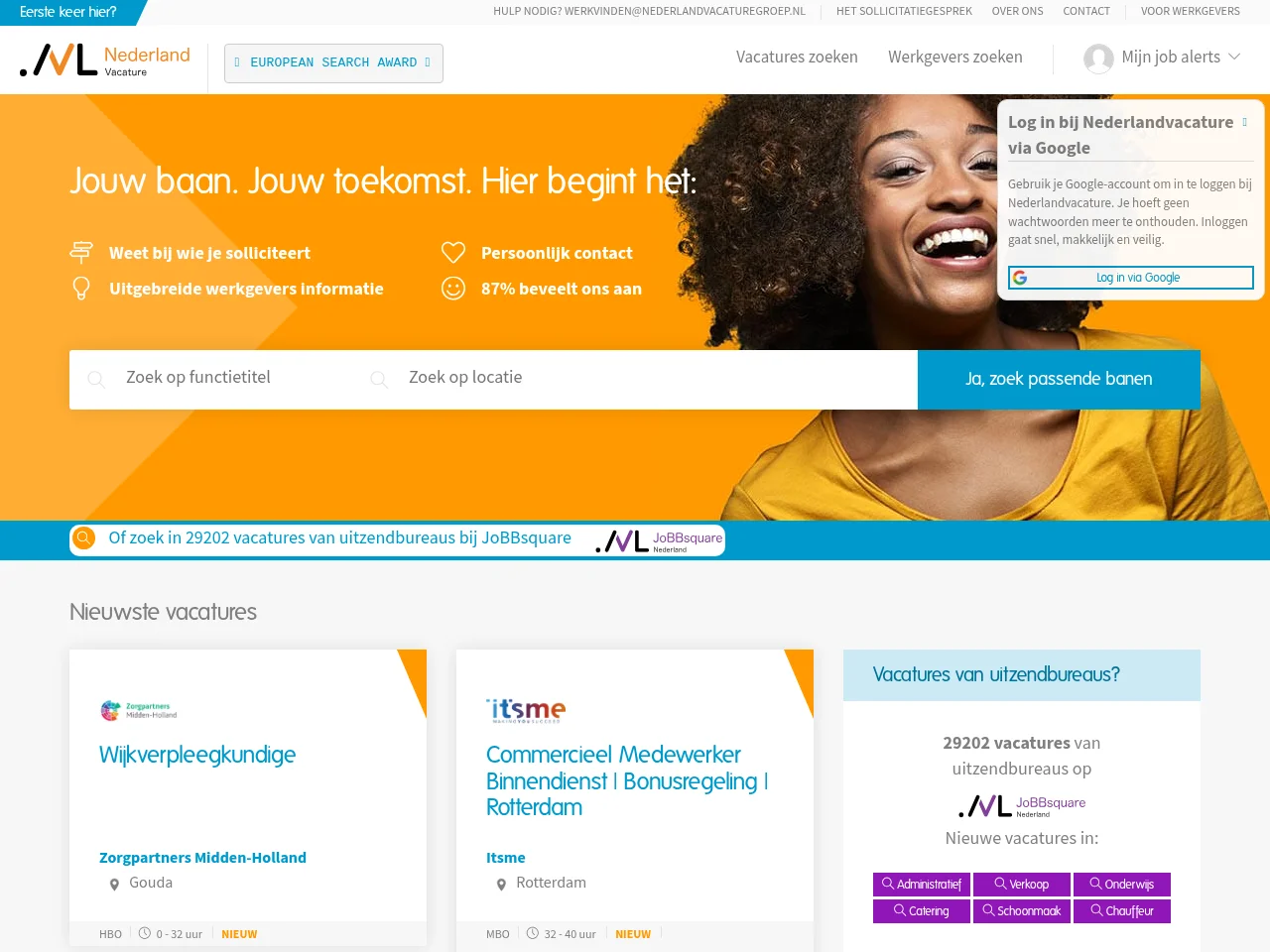 Nederlandvacature screenshot Nederlandvacature website screenshot