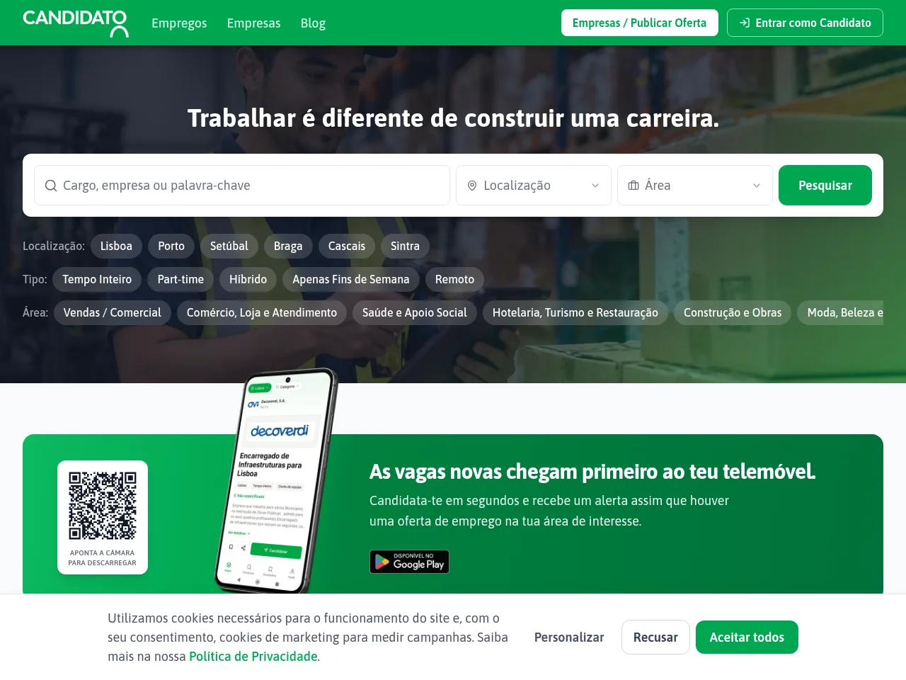 Candidato website screenshot