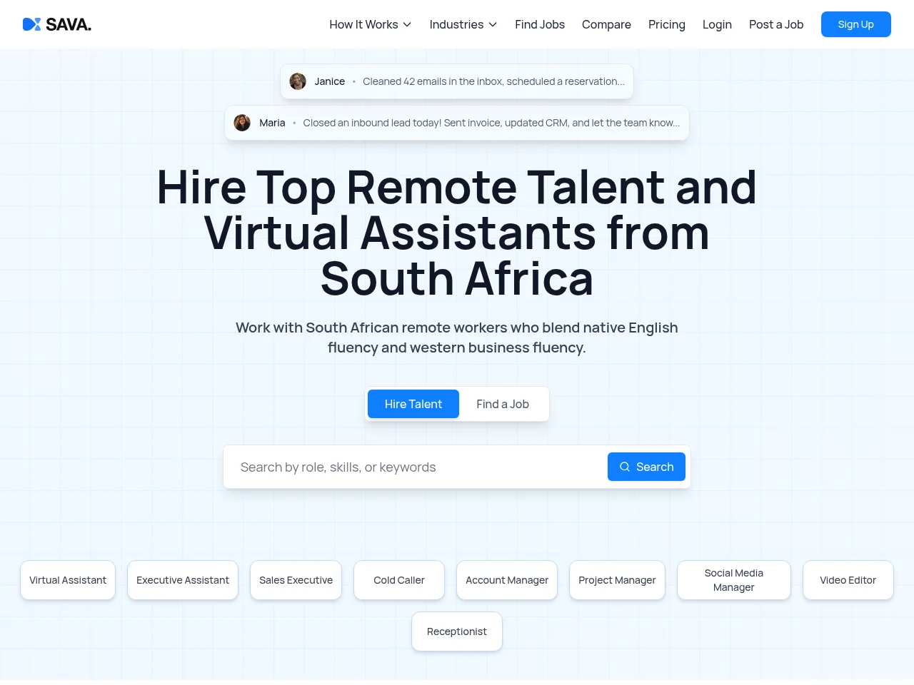 HireSava website screenshot