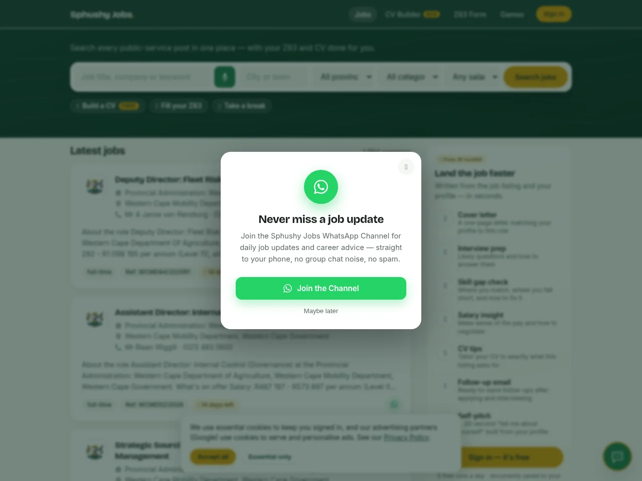 Sphushy Jobs website screenshot