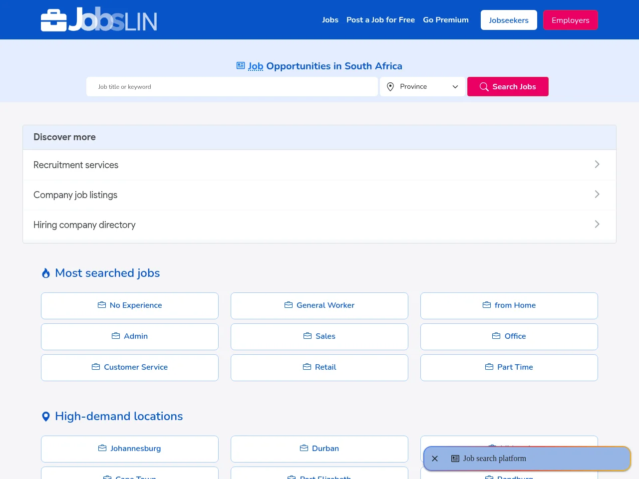 Jobslin website screenshot