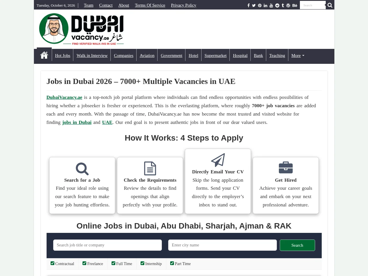 DubaiVacancy website screenshot