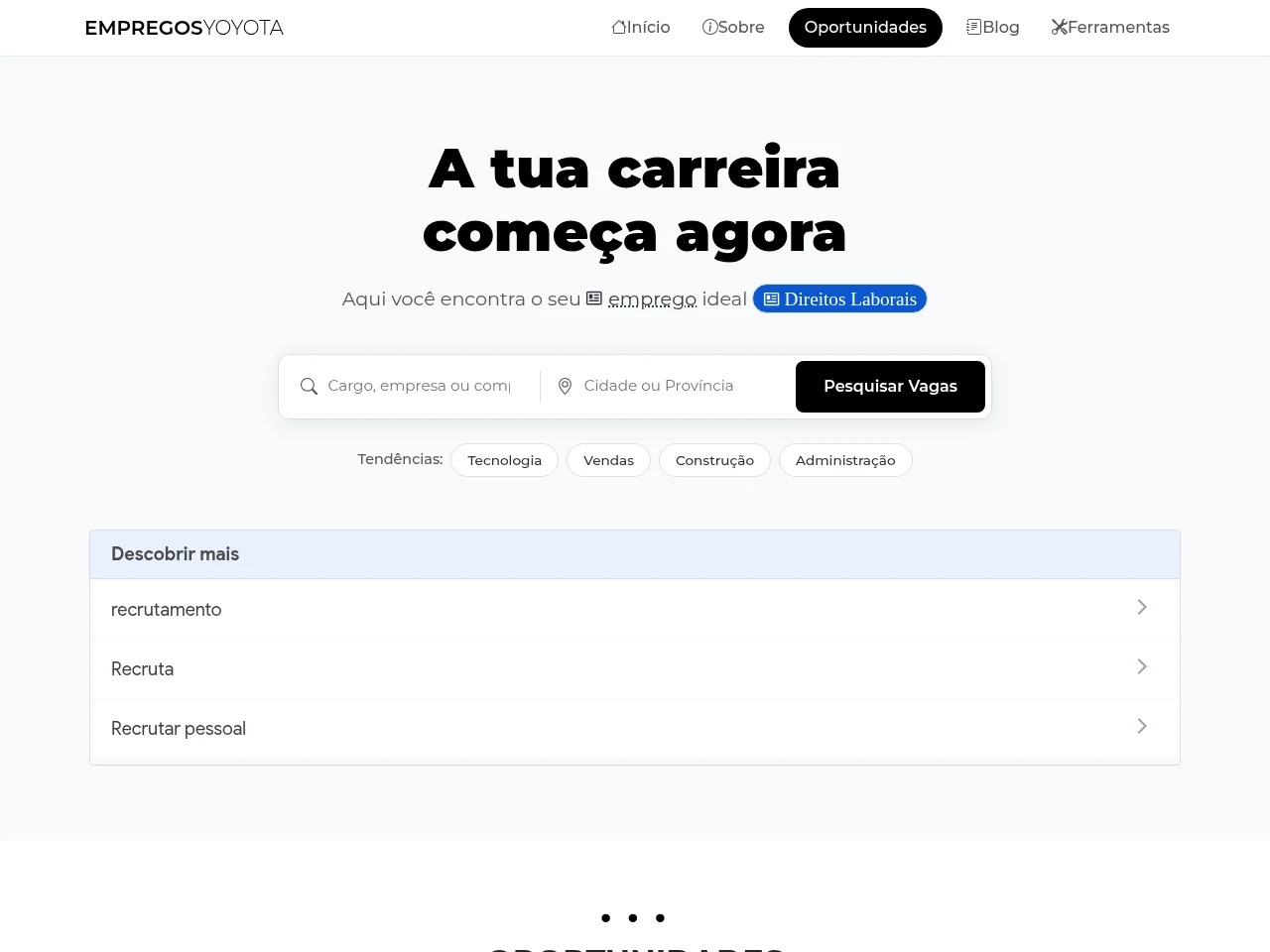 Empregos Yoyota website screenshot