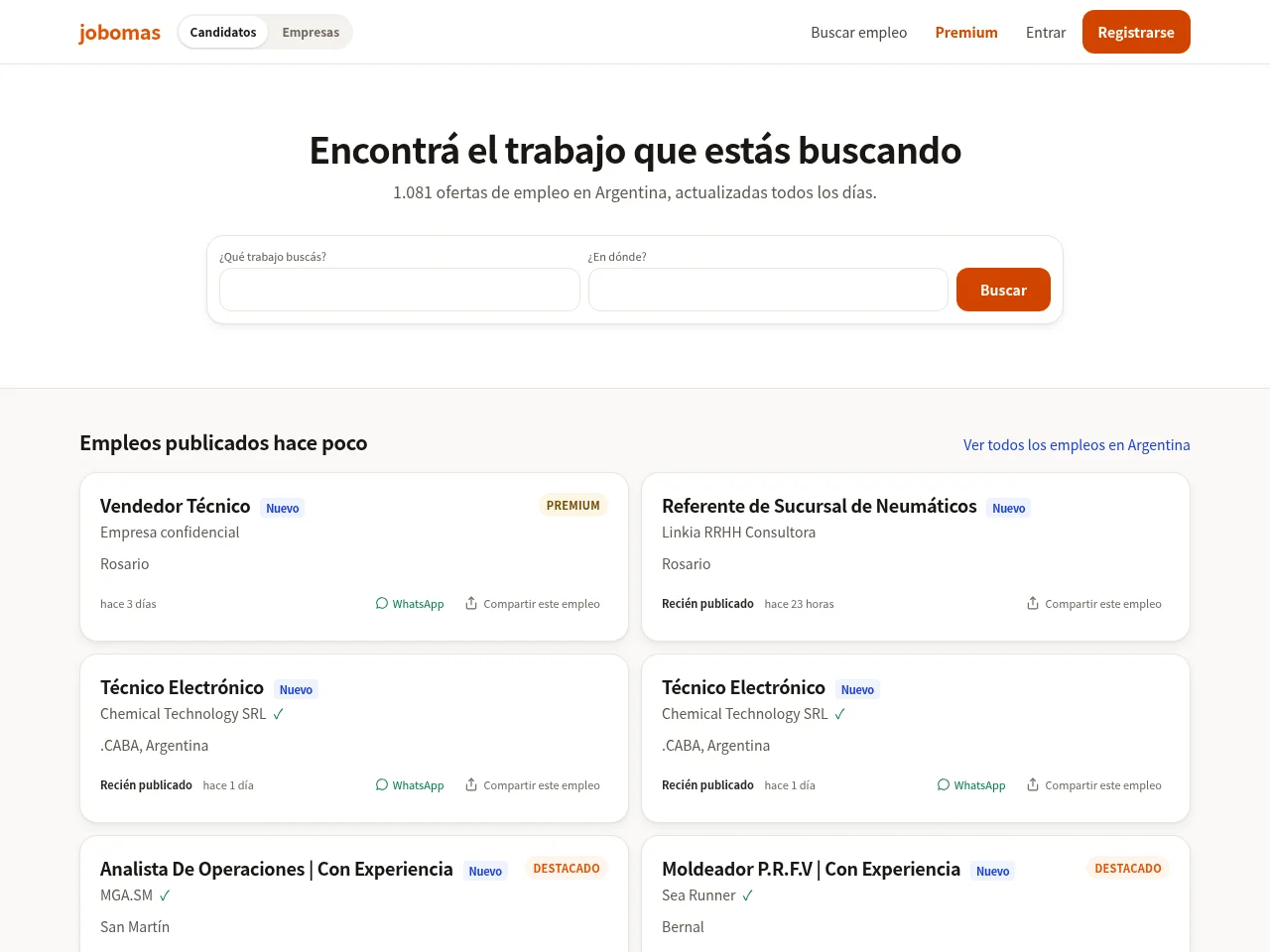 Jobomas Argentina website screenshot