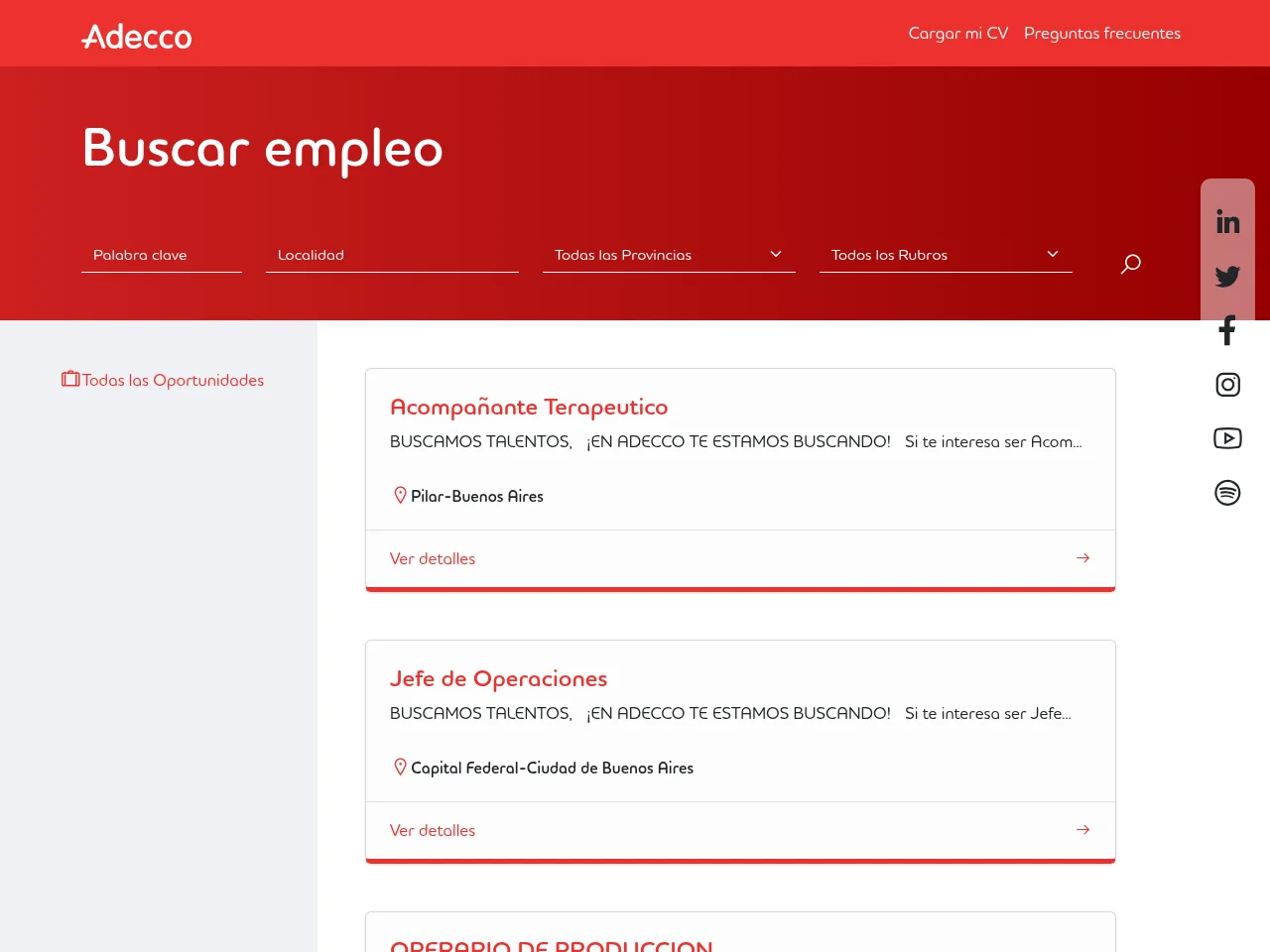 Adecco Job Board screenshot Adecco Job Board website screenshot