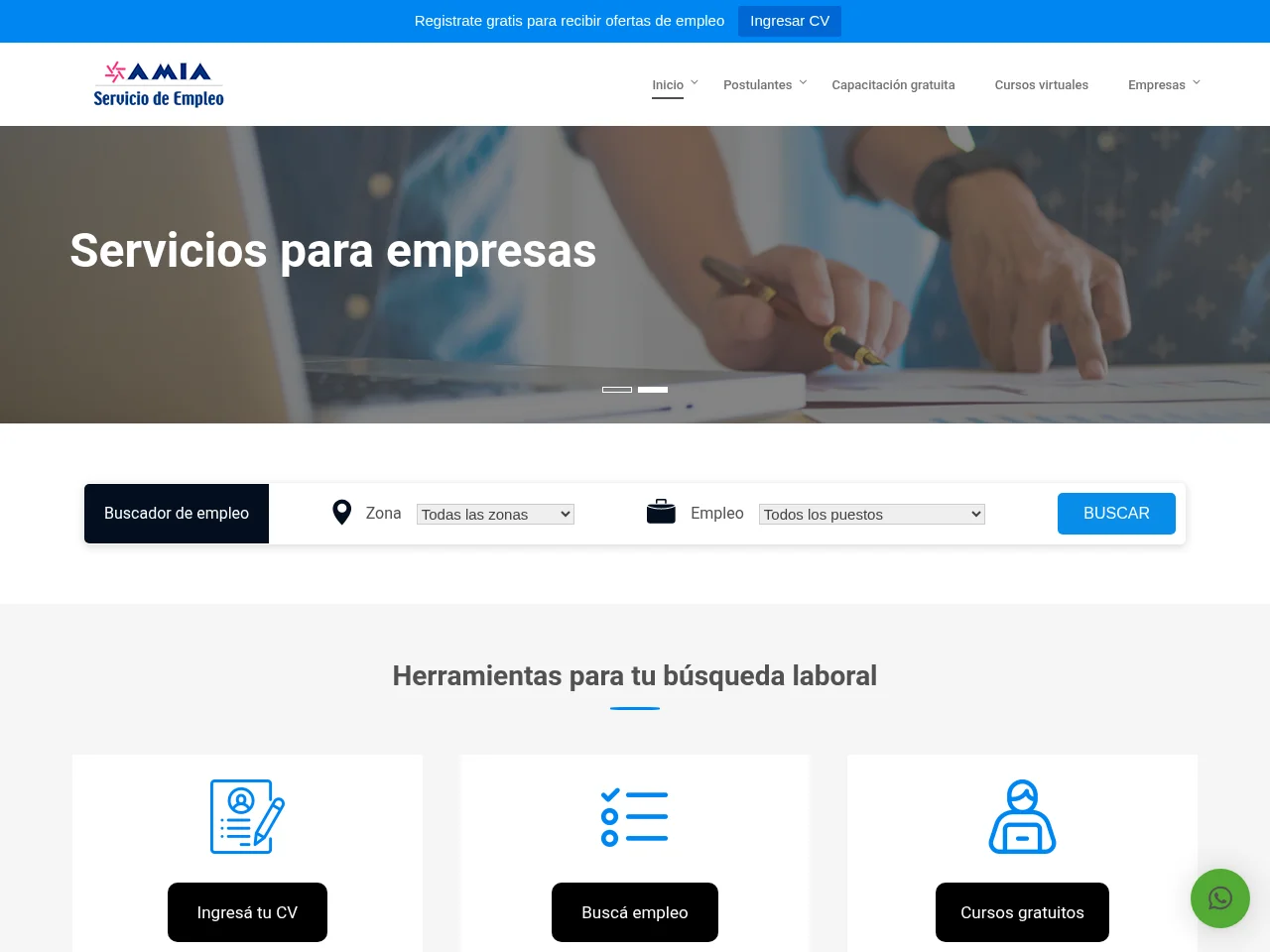 Servicio de Empleo AMIA screenshot Servicio de Empleo AMIA website screenshot