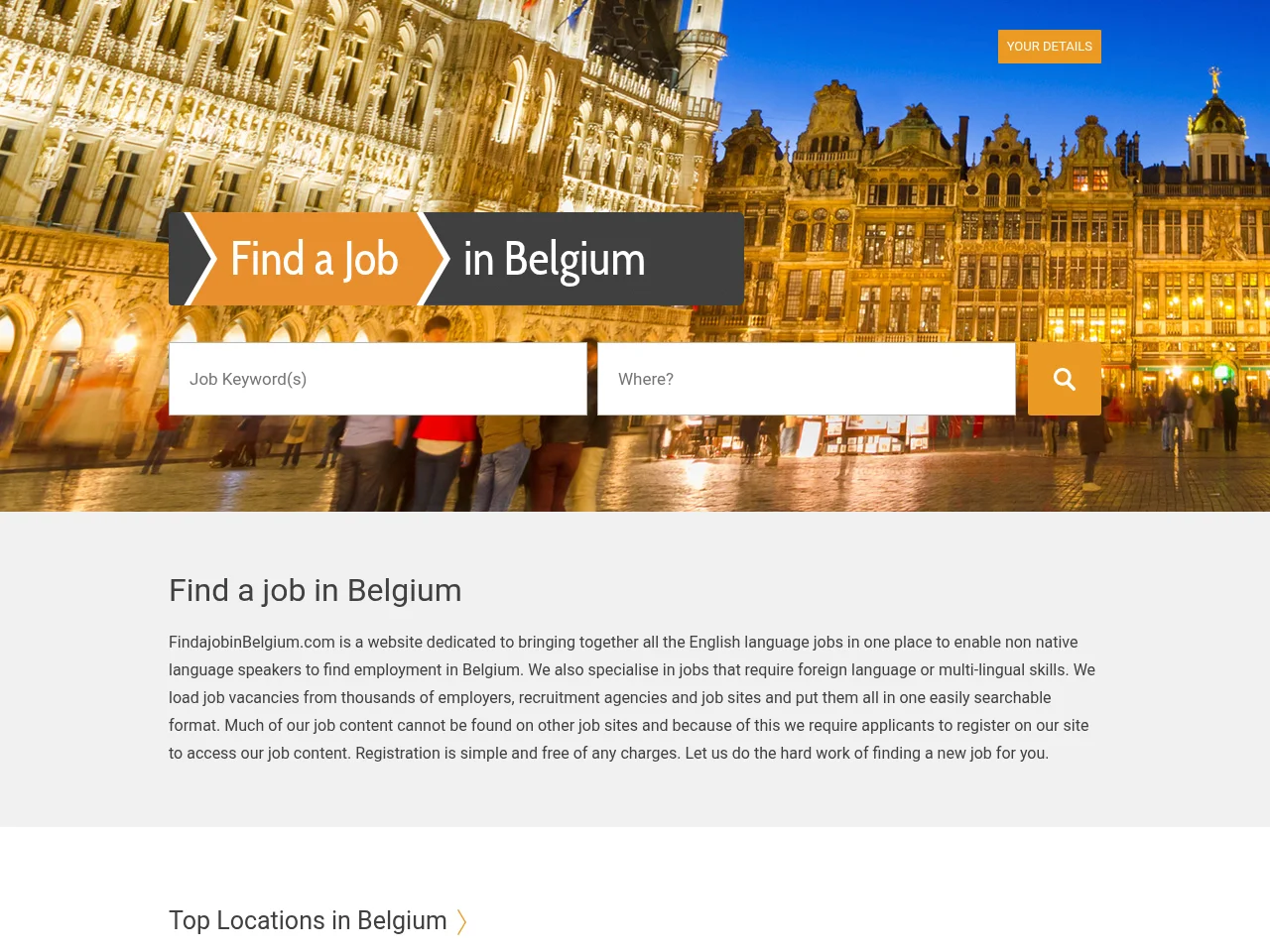 Find a job in Belgium website screenshot