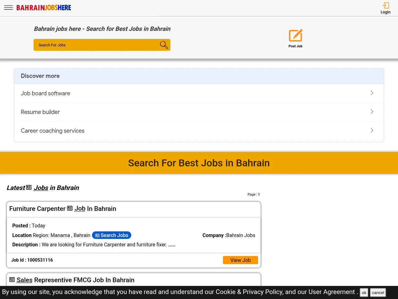 Bahrain Jobs Here screenshot Bahrain Jobs Here website screenshot