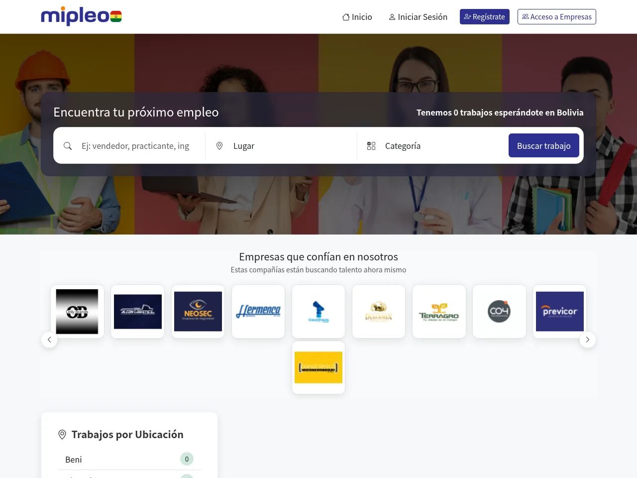 Mipleo Bolivia screenshot Mipleo Bolivia website screenshot
