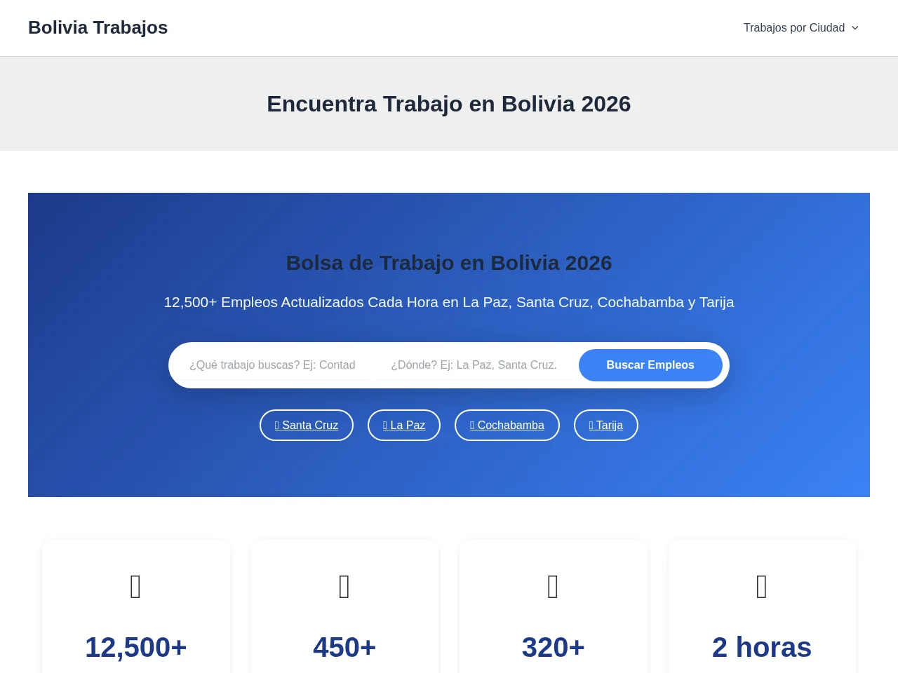 Bolivia Trabajos website screenshot