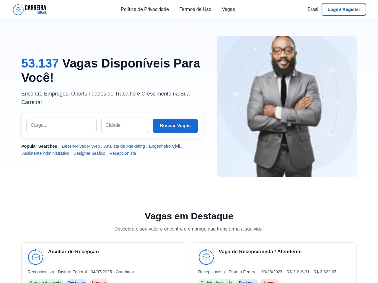 Carreira Brasil website screenshot