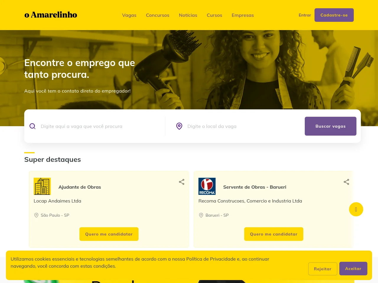 O Amarelinho website screenshot
