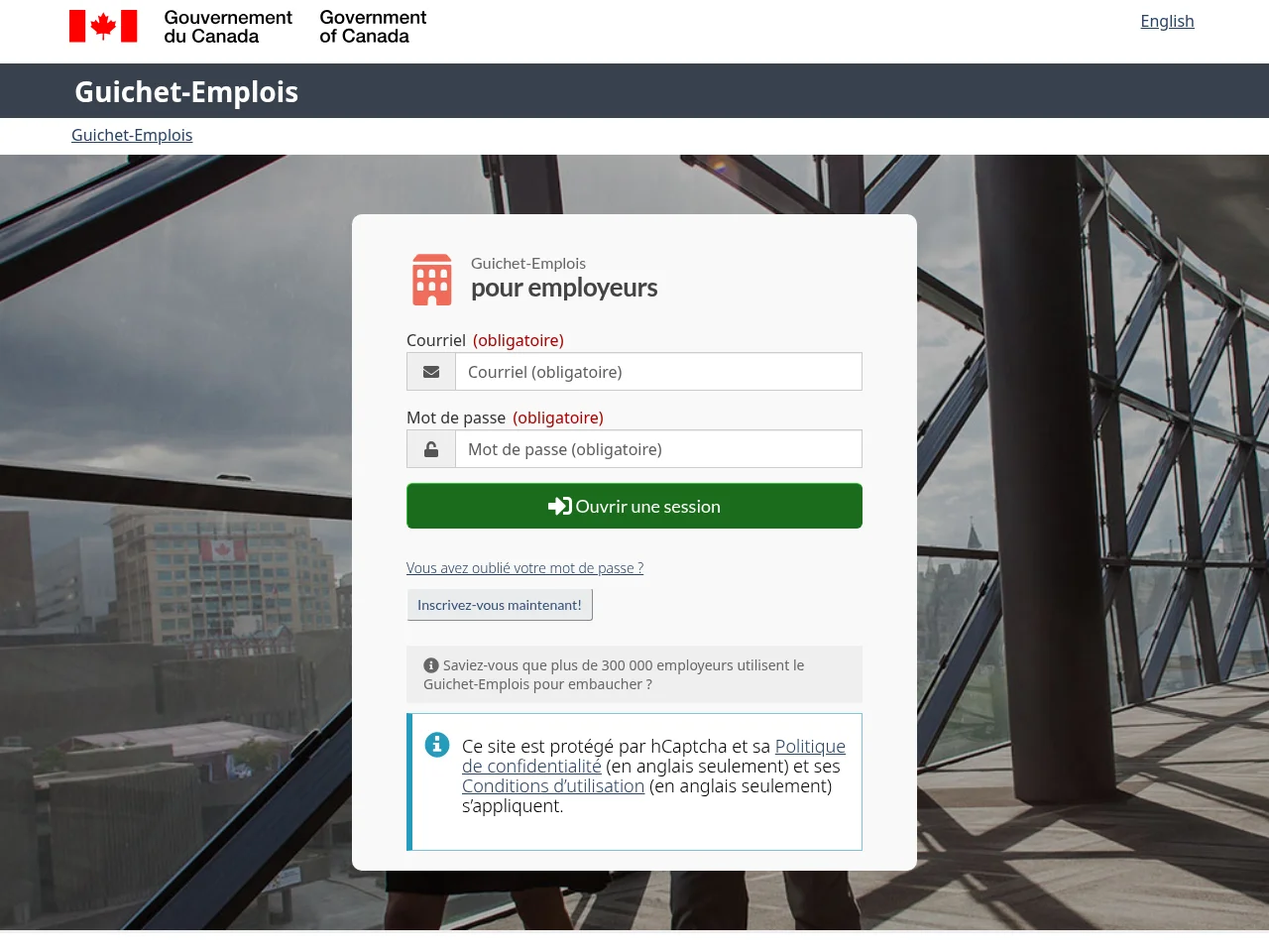 Guichet-Emplois pour employeurs screenshot Guichet-Emplois pour employeurs website screenshot
