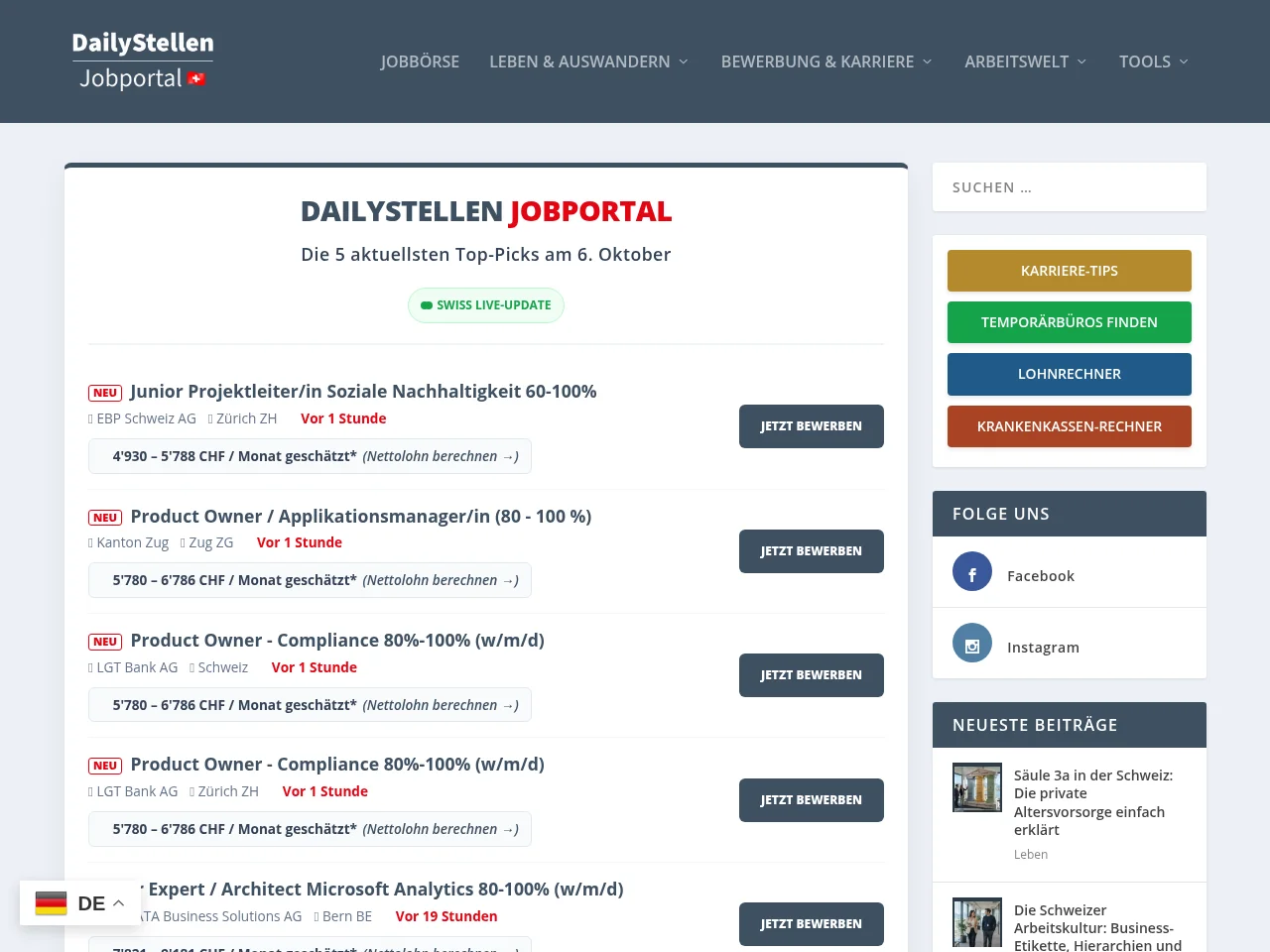 DailyStellen screenshot DailyStellen website screenshot