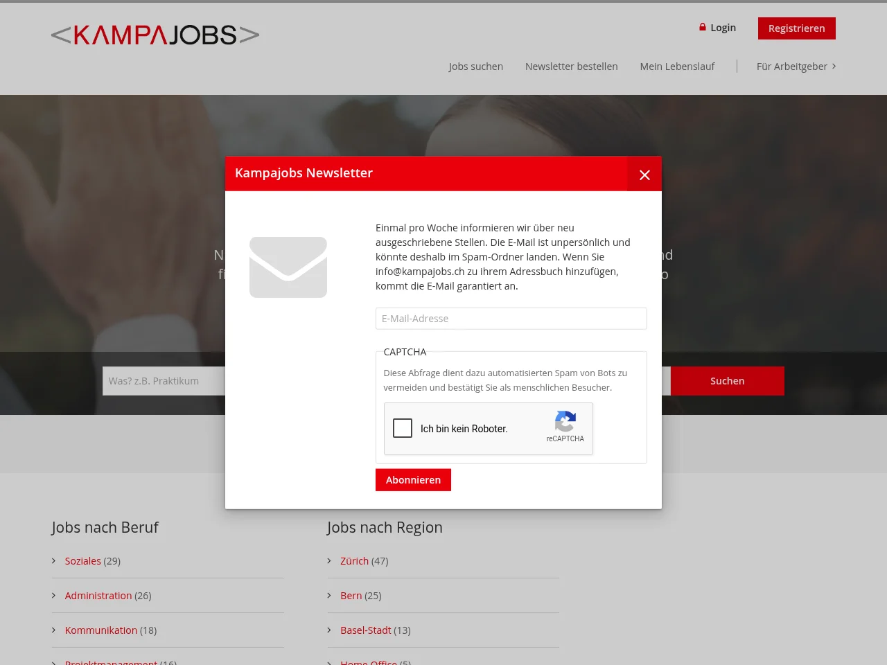 Kampajobs website screenshot