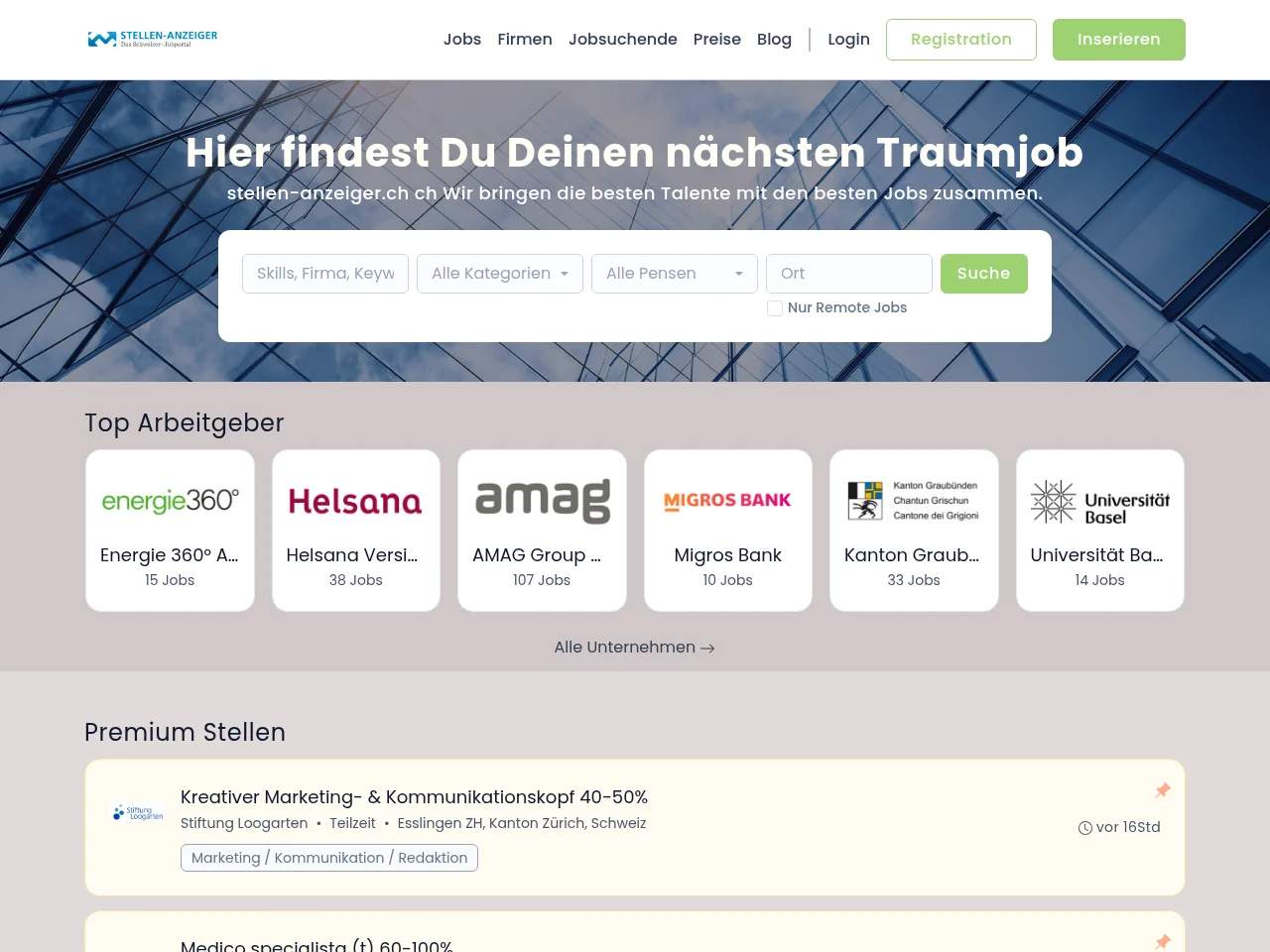 Stellen-Anzeiger website screenshot