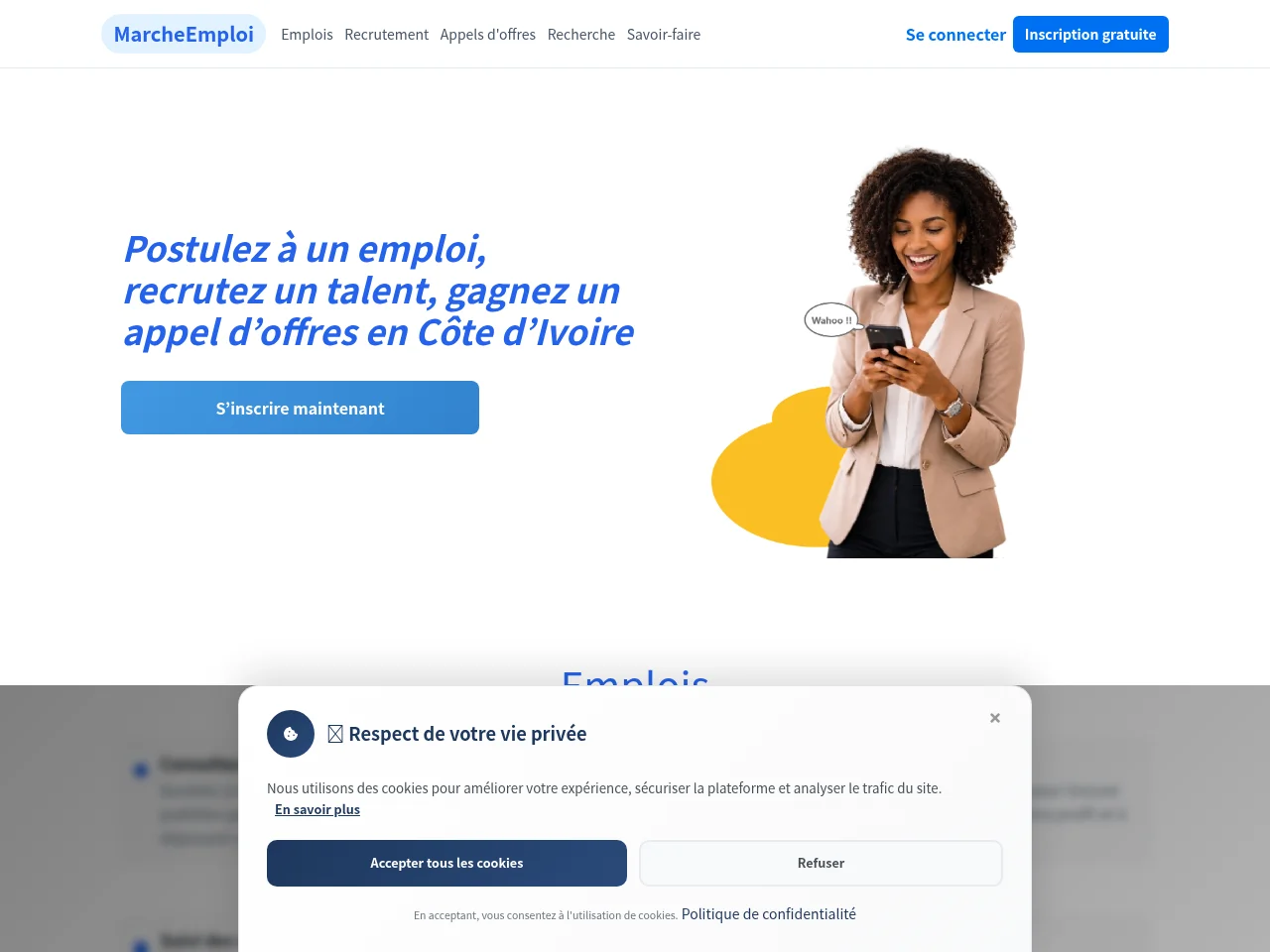 Marché Emploi screenshot Marché Emploi website screenshot