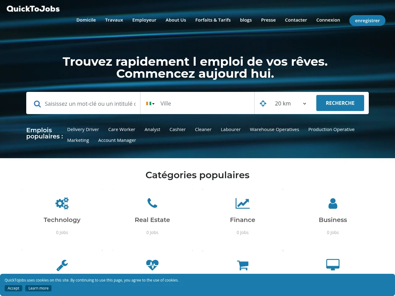QuickToJobs Ivory Coast website screenshot