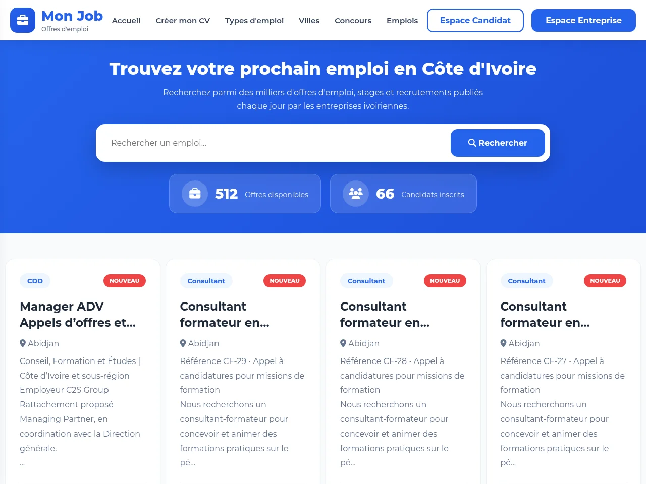 Mon Job website screenshot