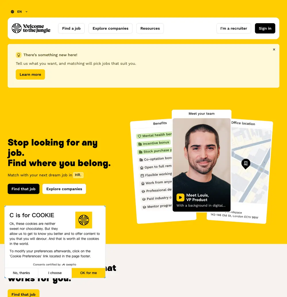 Welcome to the Jungle website screenshot