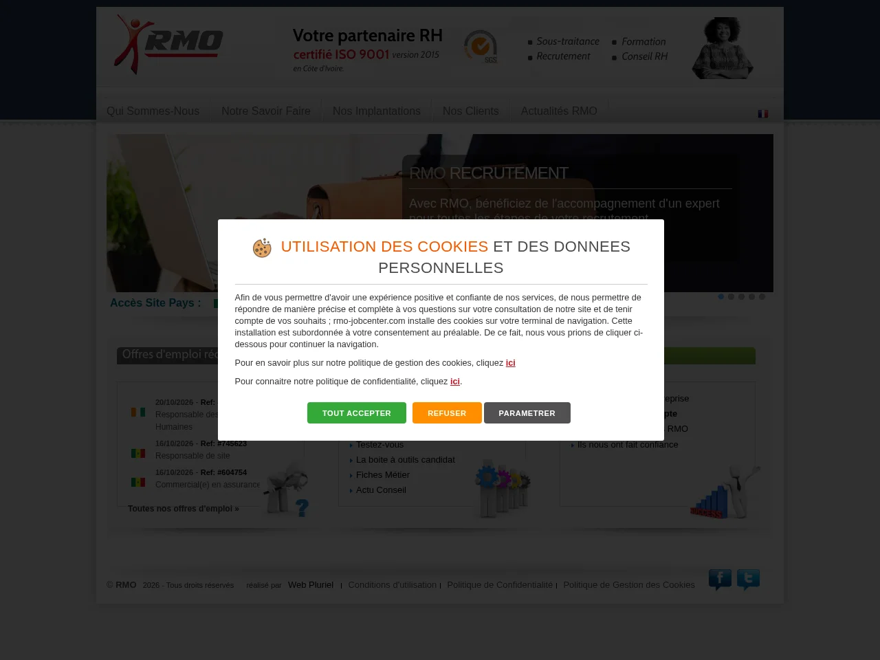 RMO Job Center website screenshot