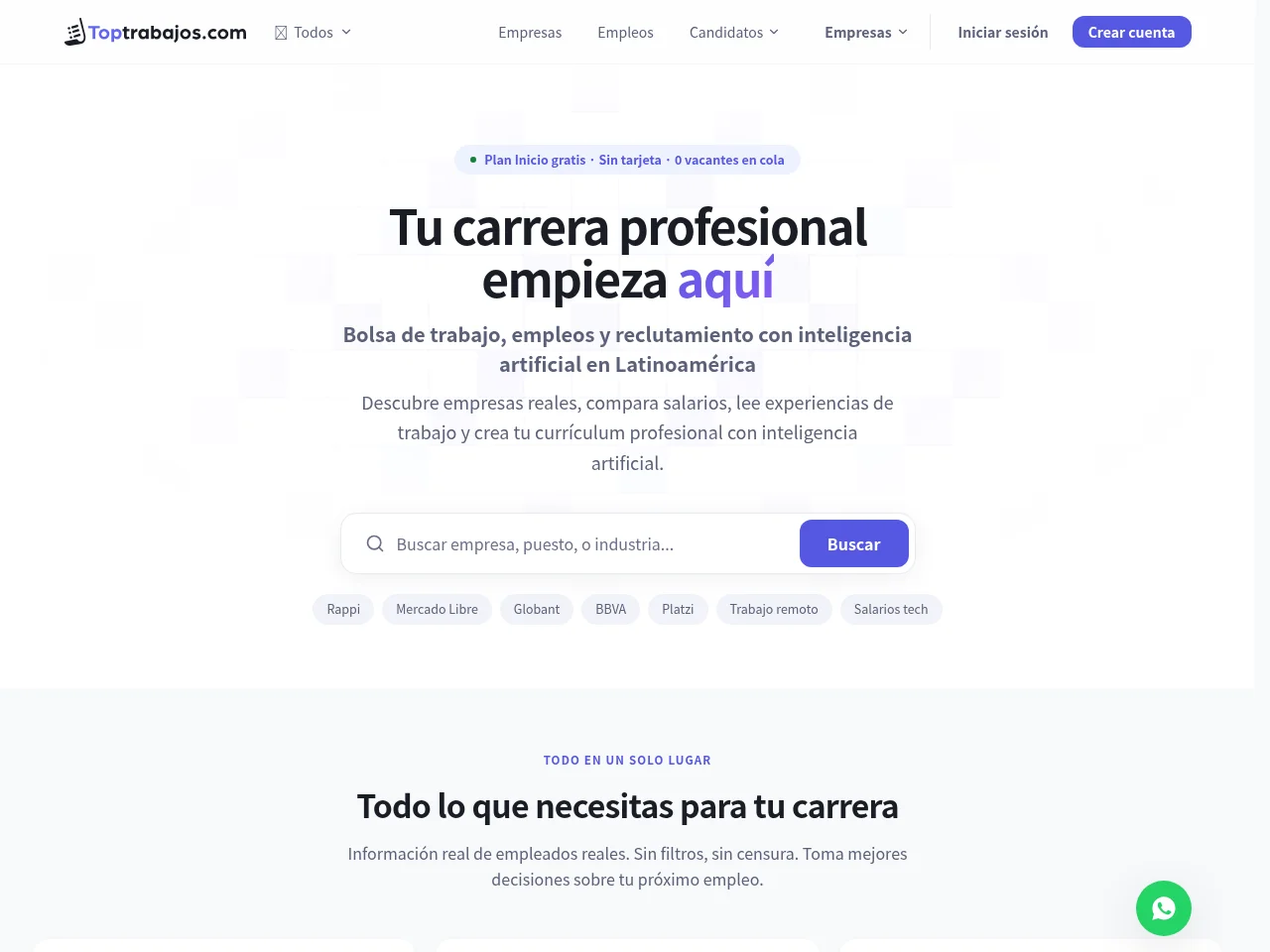 TopTrabajos website screenshot