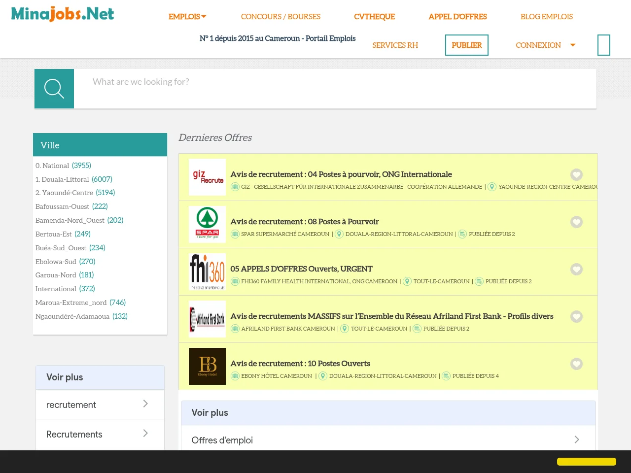 MinaJobs website screenshot