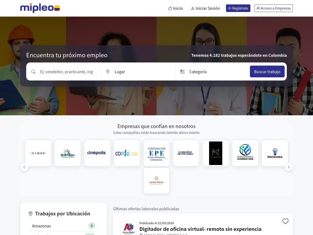 Mipleo Colombia website screenshot