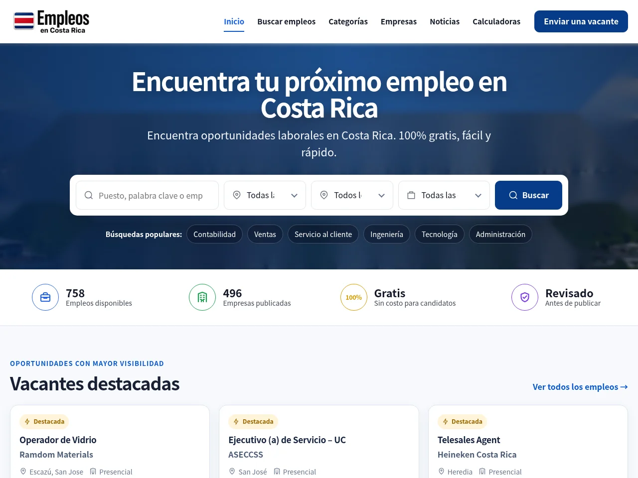 Empleos En Costa Rica website screenshot