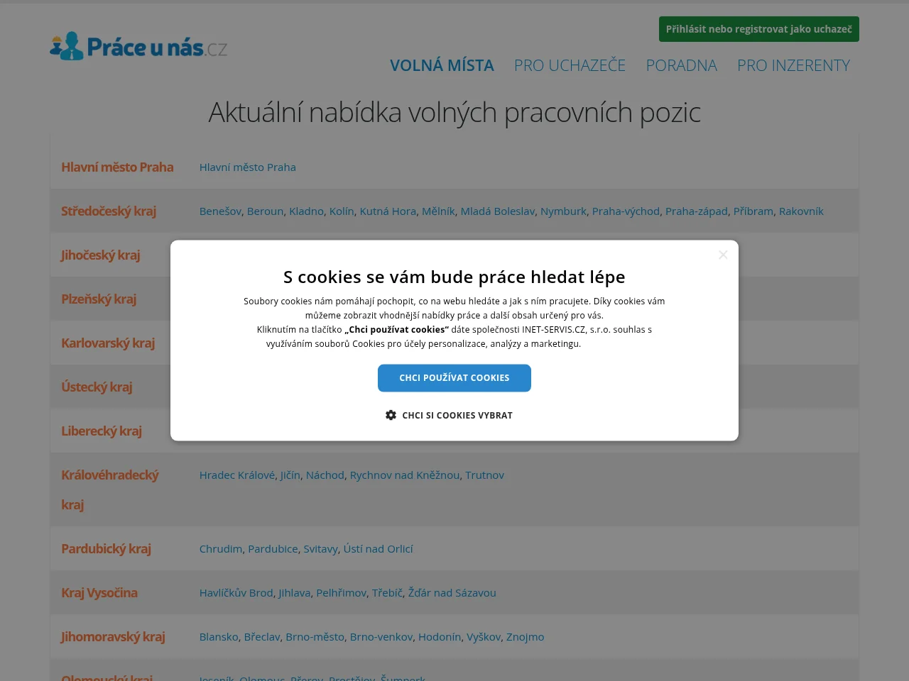 Práce u nás screenshot Práce u nás website screenshot