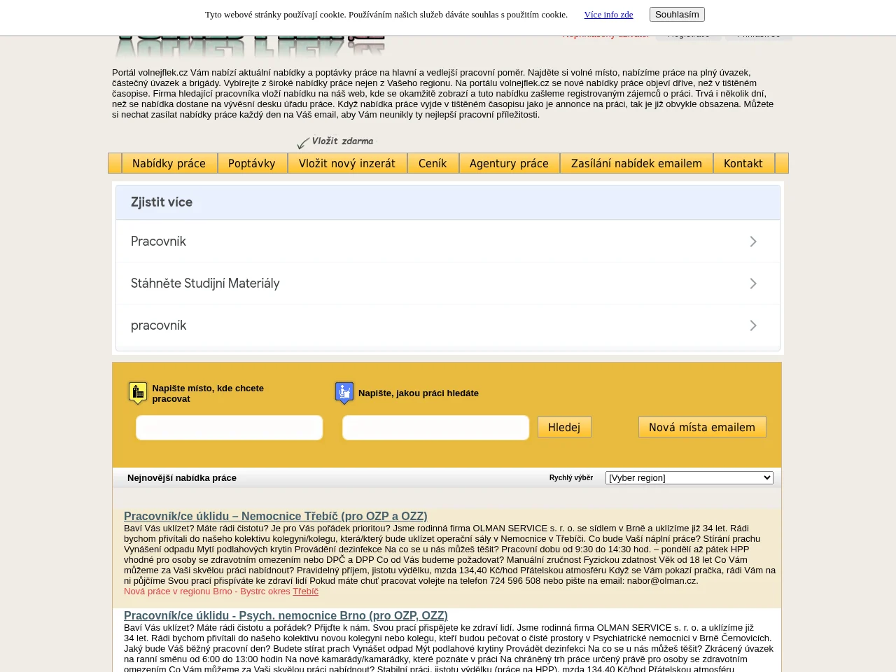 volnejflek website screenshot