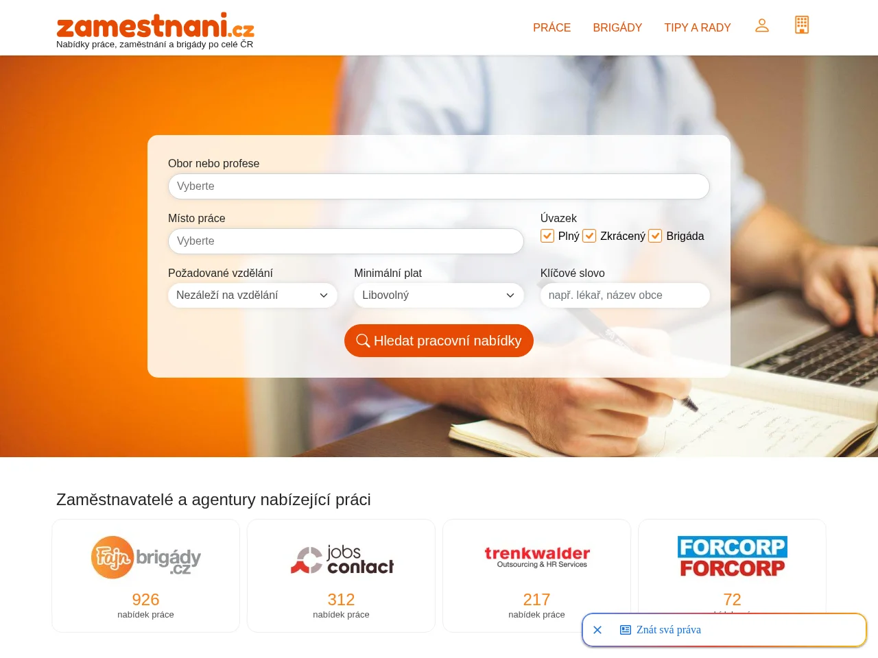Zamestnani website screenshot