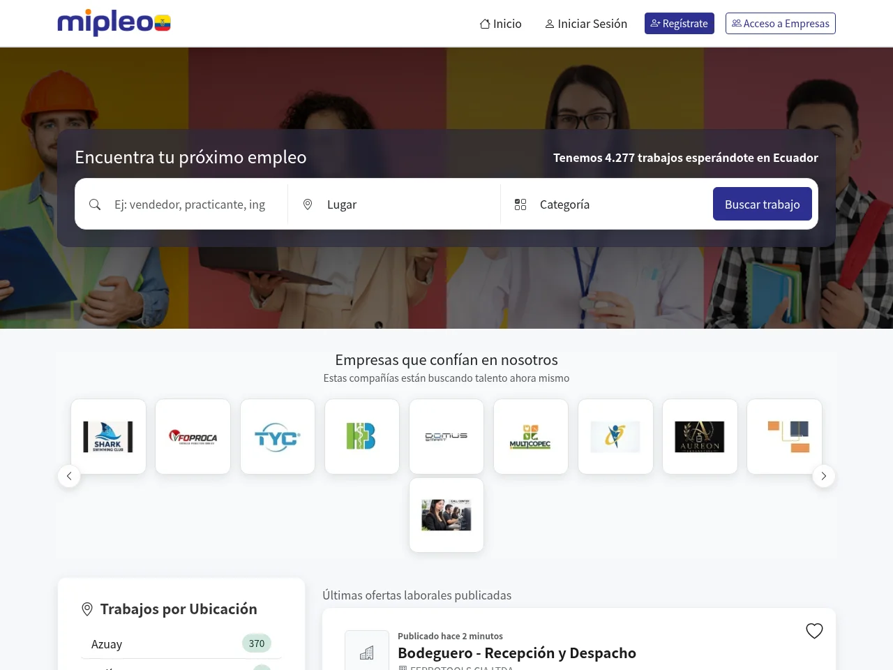 Mipleo Ecuador website screenshot