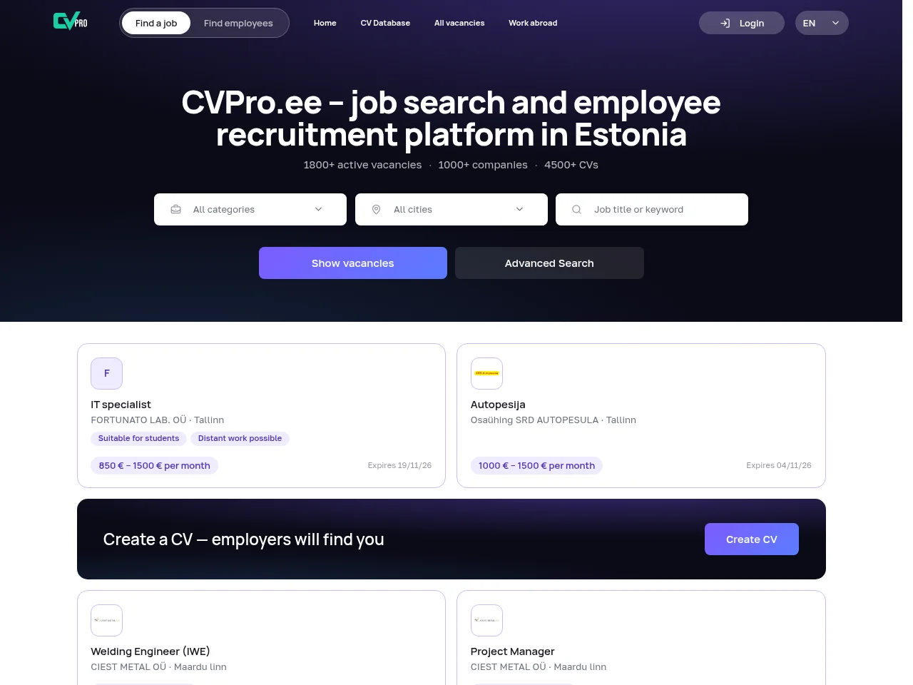CVPro screenshot CVPro website screenshot