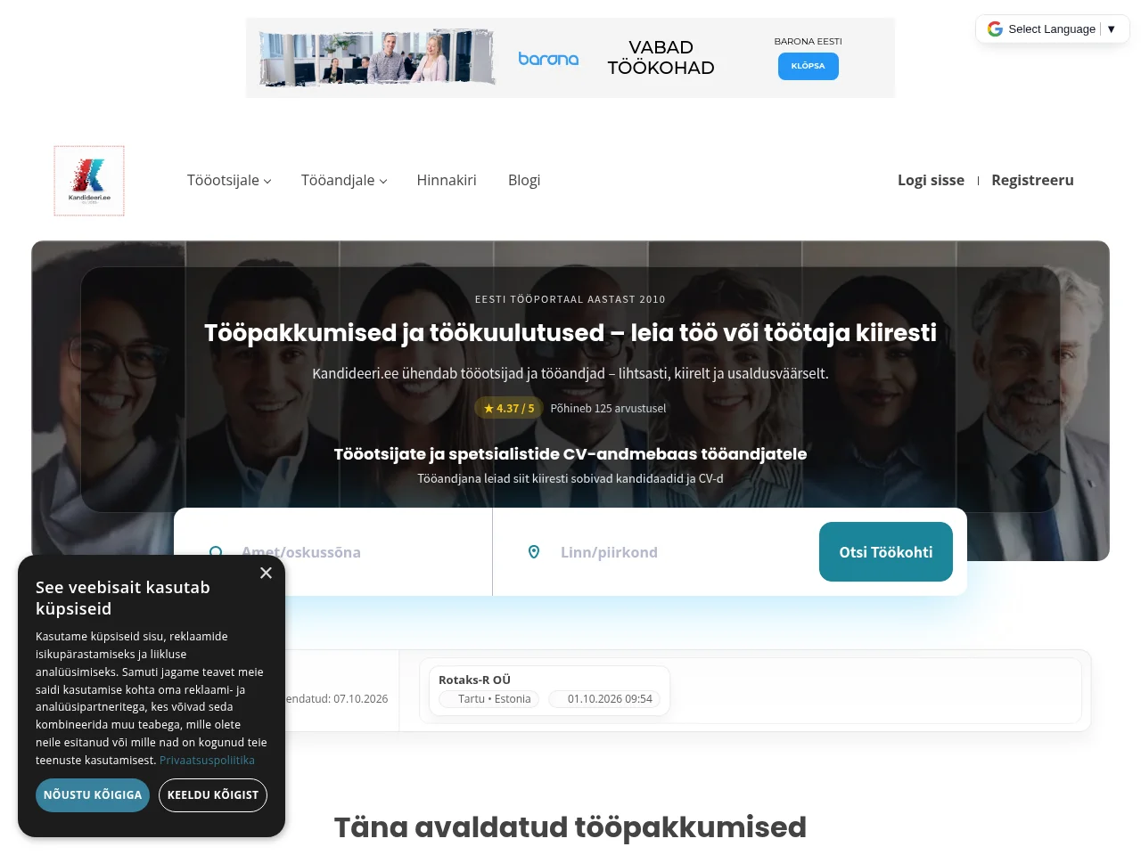 Kandideeri website screenshot