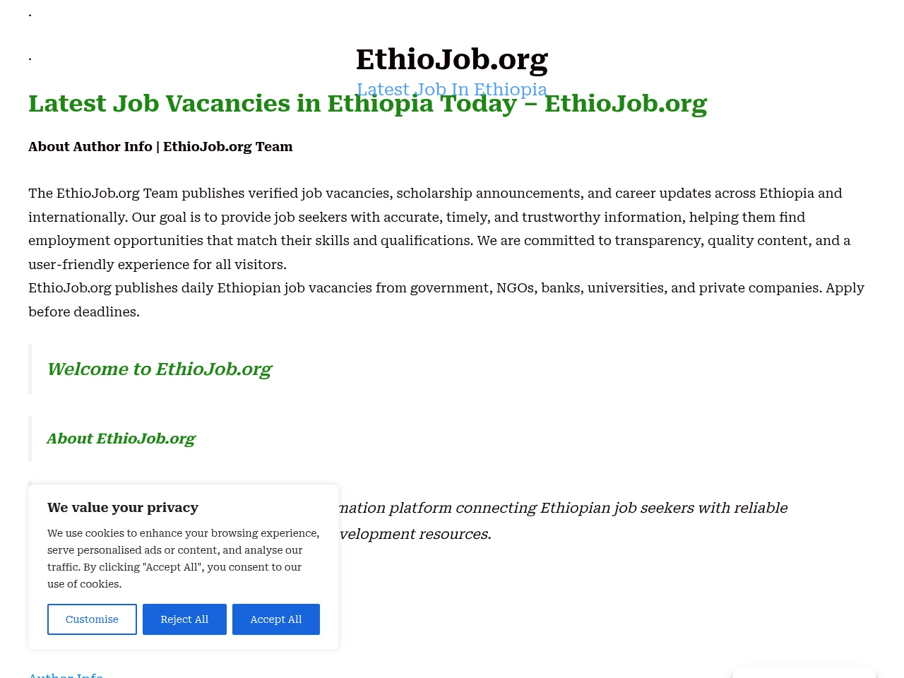 EthioJob screenshot EthioJob website screenshot