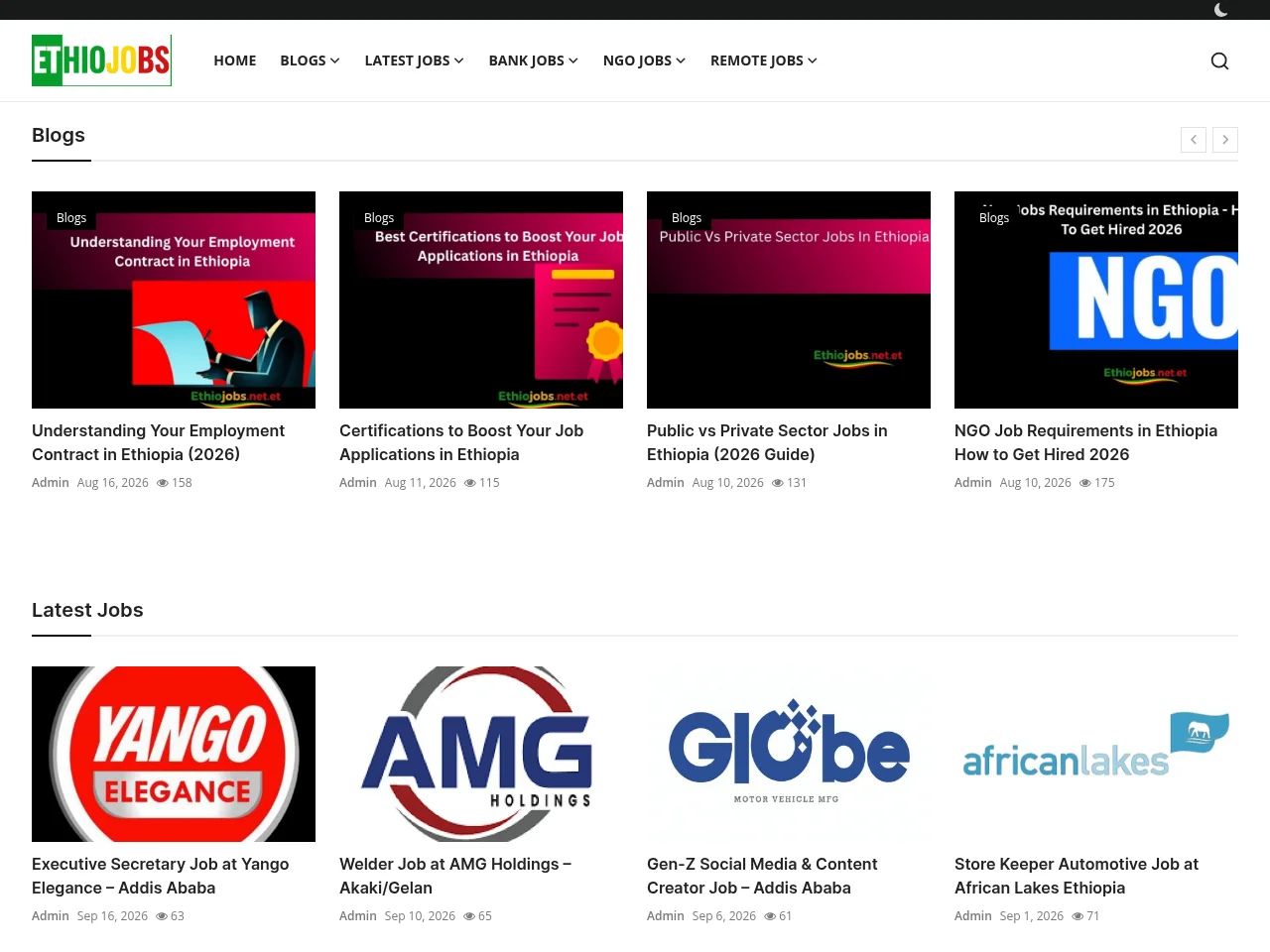 EthioJobs screenshot EthioJobs website screenshot