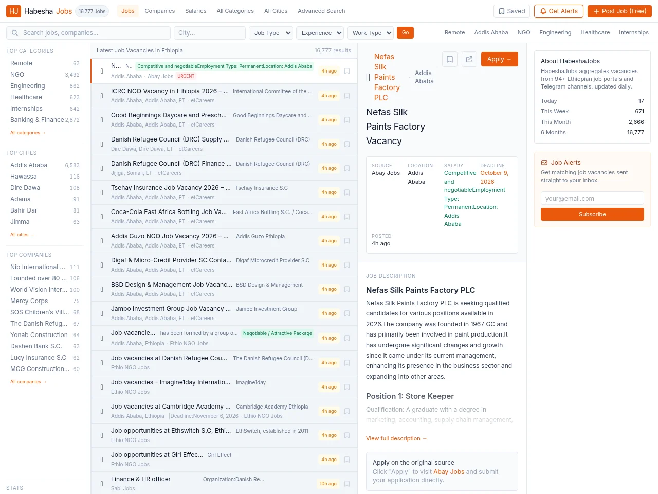 HabeshaJobs website screenshot