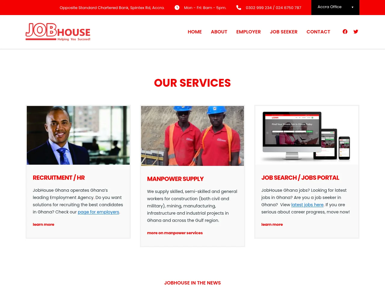 JobHouse Ghana website screenshot