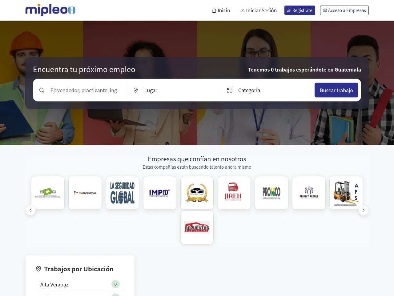 Mipleo Guatemala website screenshot