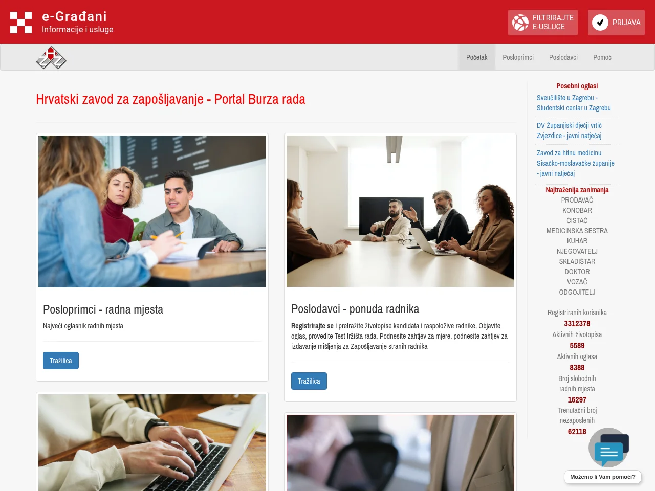 Hrvatski zavod za zapošljavanje - Burza rada website screenshot