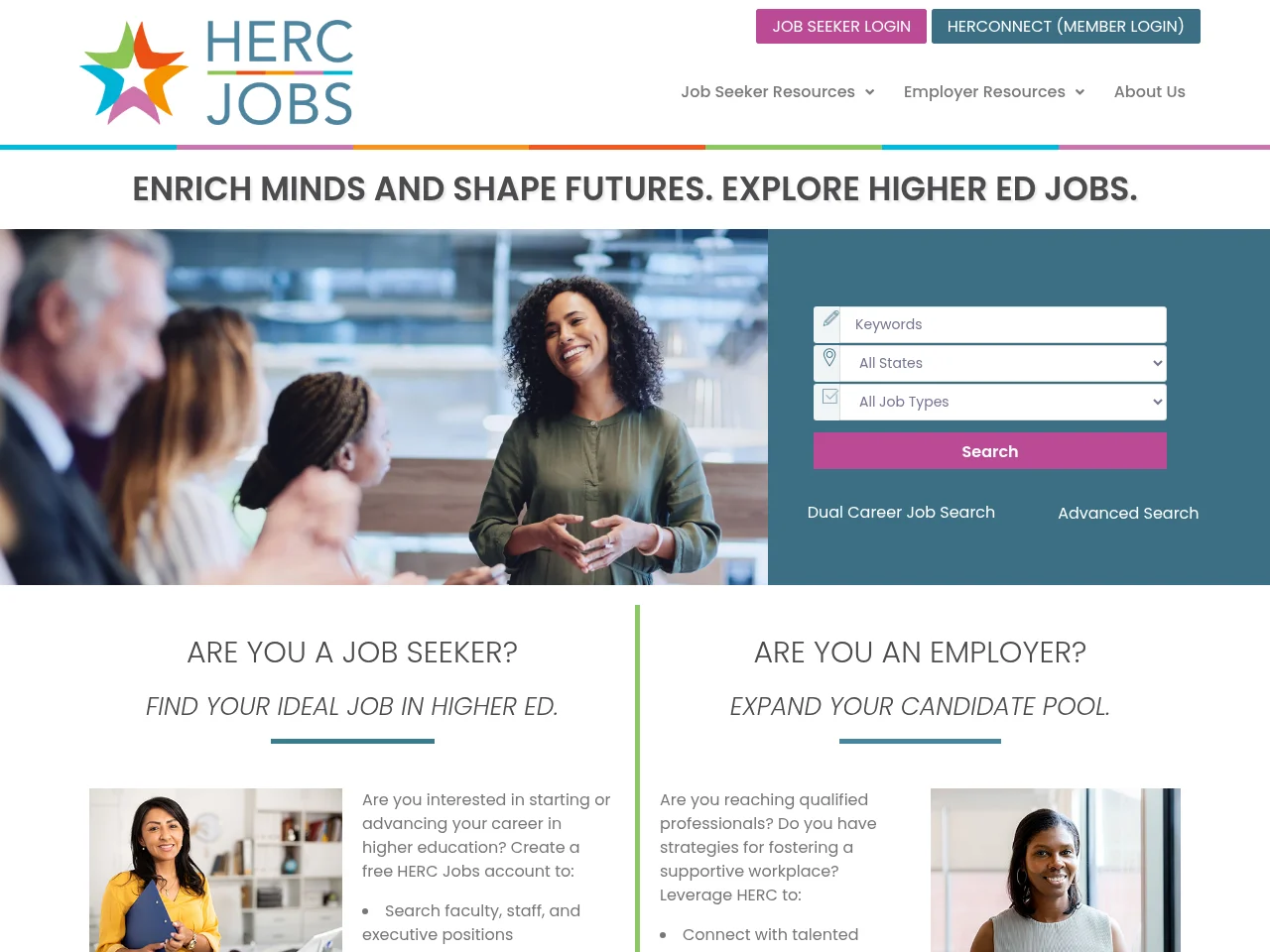 Higher Education Recruitment Consortium (HERC) Jobs website screenshot