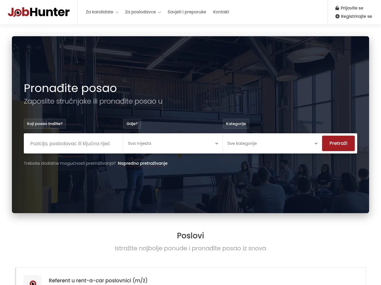 JobHunter website screenshot