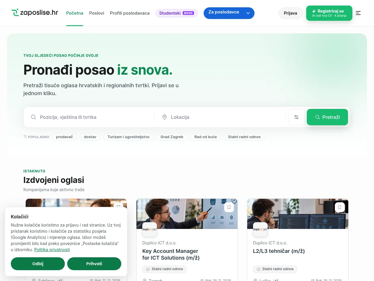 Zaposlise website screenshot